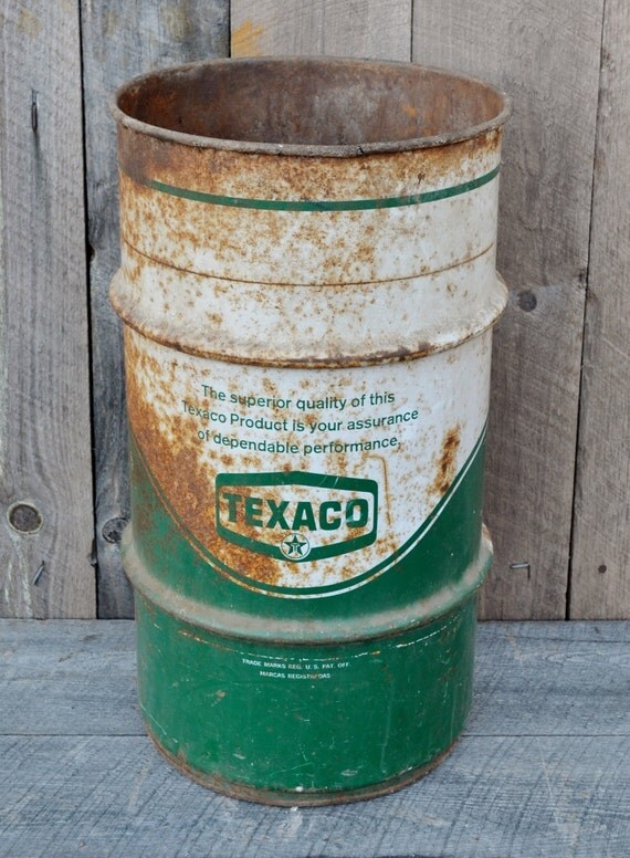 Texaco Grease Barrel Green White Metal Advertising Automotive