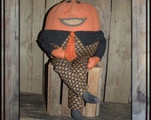 Soft sculpted primitive folk art pumpkin Humpty Dumpty rag doll HAFAIR HAGUILD OFG