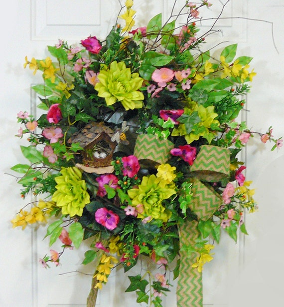 XL Full Spring Summer Outdoor Wreath to Hang on