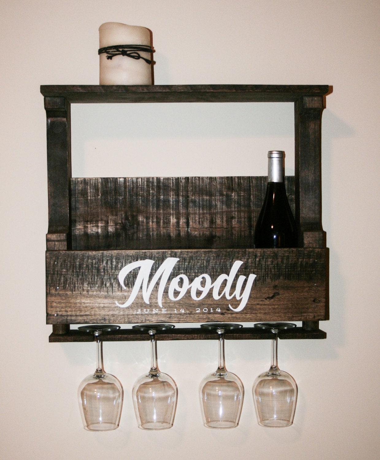 Personalized Wine Rack with Name and Date Reclaimed Pallet