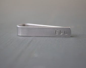 Skinny Tie Clip with Hidden Message, Secret Text on Back