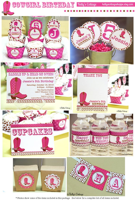 Cowgirl Birthday Party Mini Package...Custom, Printable DIY Package Il_570xn