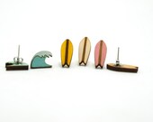 Surfboard and Wave Earring - Handmade - Jewelry - Laser Cut