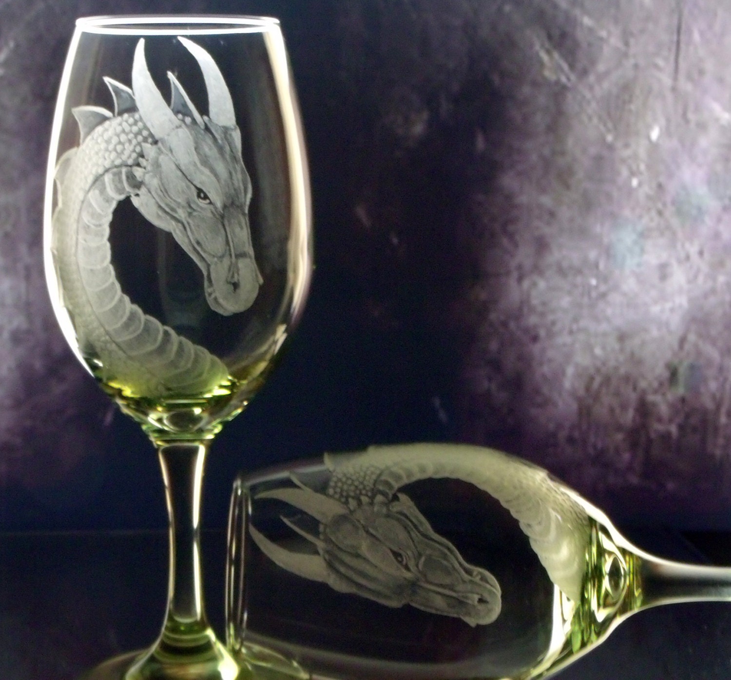 Dragon wine glasses fantasy wine glass green wine glass