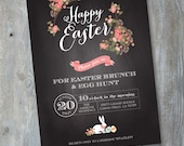 EASTER Invitation Printable file. Chalkboard Style - Brunch and Egg Hunt. Print or email your own. Il_170x135