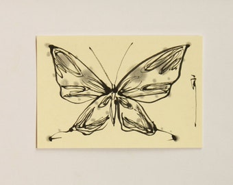 ink art painting, Japanese art, mini painting, Butterfly art, Butterfly ...