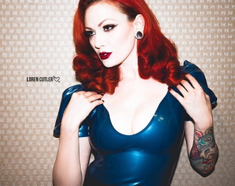 Puffed Sleeve Latex Top