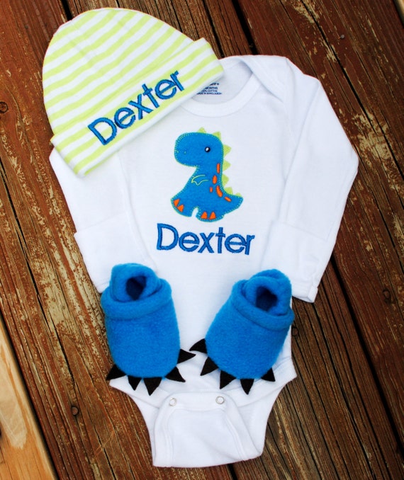 Items similar to Personalized Newborn Dinosaur Outfit Going Home