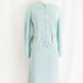Jackie O Suit - Militarty Button Vintage Aqua Blue Knit Skirt Suit Set