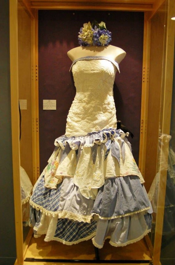 Upcycled Steampunk Clothing - Dorothy Wedding Dress- Wizard of Oz - Repurposed Wedding Dress Mash-up with Vintage Linens & Men's Shirts by enduredesigns steampunk buy now online