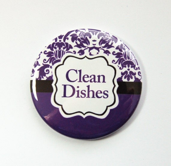 Clean Dishes Dishwasher Purple Damask the dishes