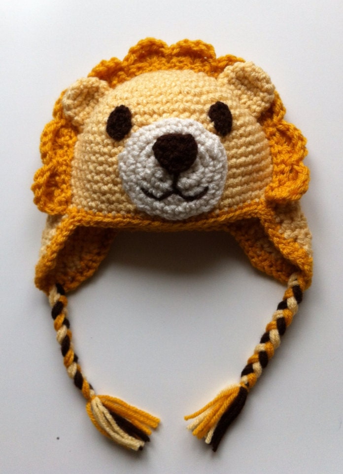 Hand Crochet Baby Lion Hat with ear flap