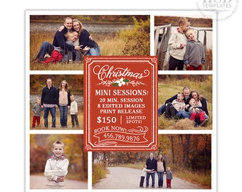 Christmas Mini Session Template, Photography Marketing Templates, Marketing Board, Advertisement Template, Photoshop Templates - AD154