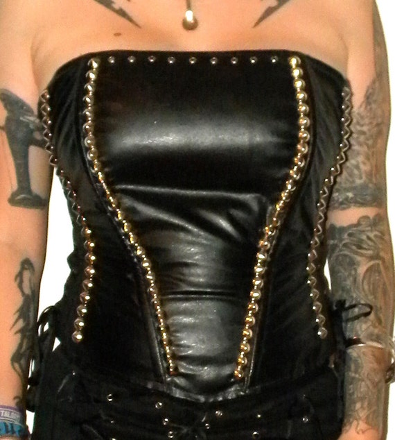faux leather corset with spikesheavy metalbody shaping
