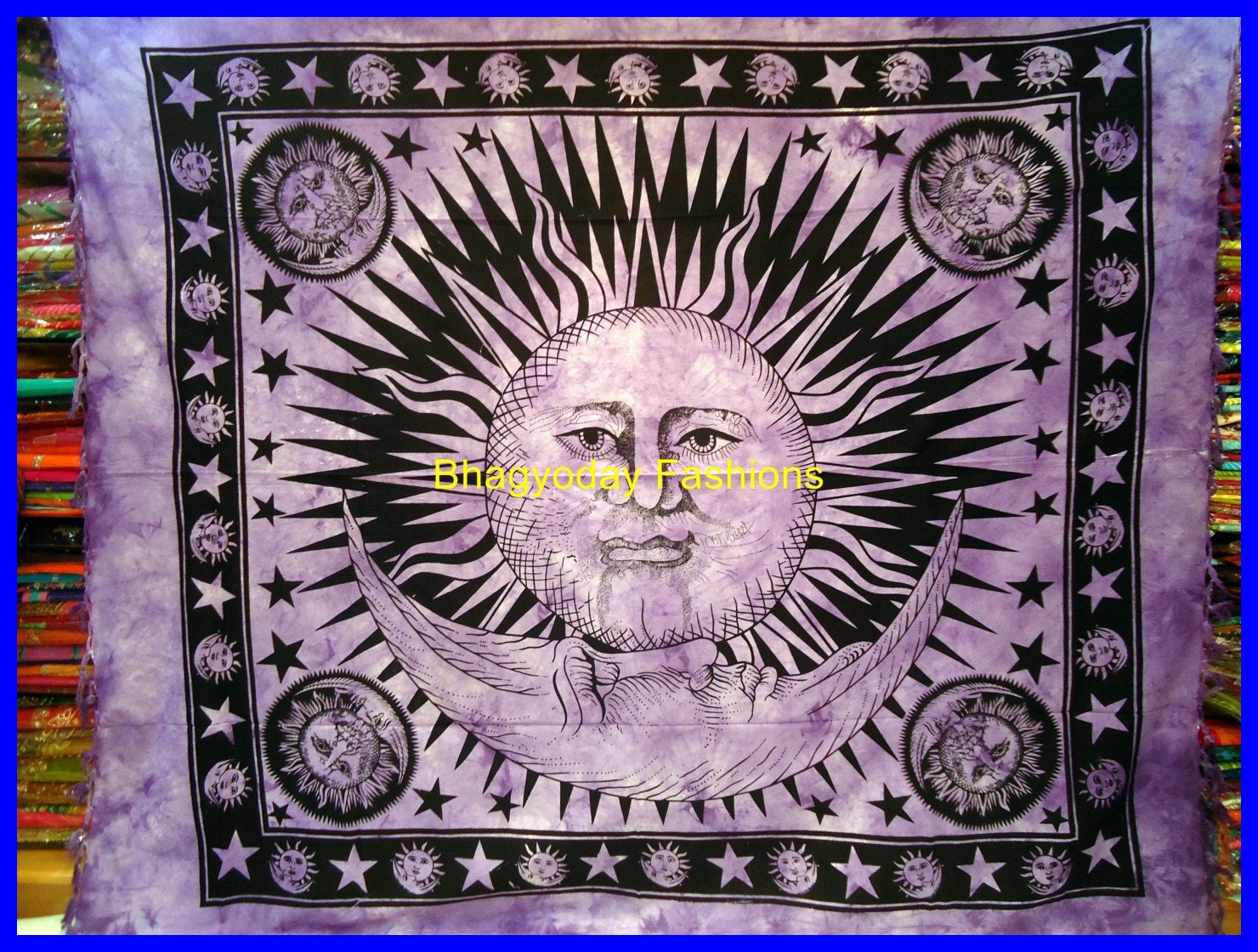 Indian Sun Hippie Hippy Tapestry Wall Hanging by BhagyodayFashions