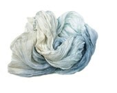blue scarf, scarves, scarf, silk scarf - Baltic Dune - beige, cream, grey, off-white silk ruffled scarf.
