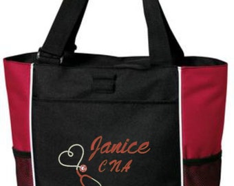 Nurse Tote, Nurse Bag, Personalized, CNA, LVN, ICU, Stethoscope, Heart, Student Nurse, Nurse Gift, Personalized Gift, Cre8ivGifts