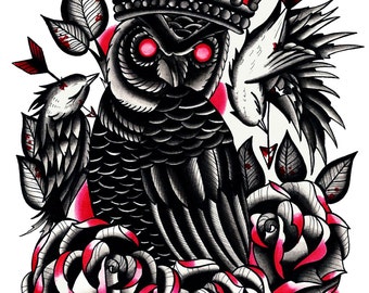 neo traditional owl sketch