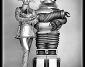 Fridge Magnet B9 Robot from Lost In Space black and white