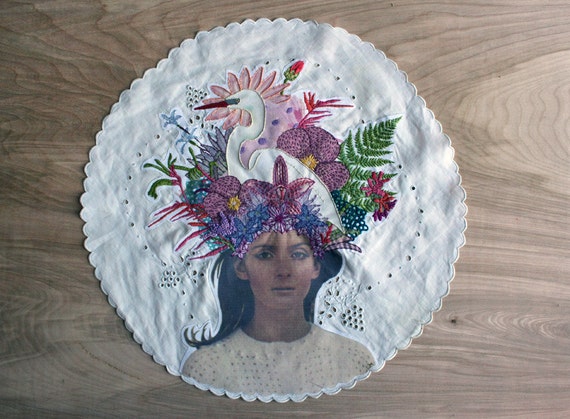 Items similar to Contemporary Handcrafted Embroidery on Vintage