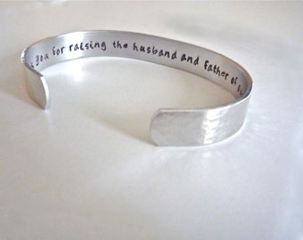 Mother of the Groom Gift, Mother in law gift, Personalized Aluminum Bracelet. Perfect Thank You Gift by TheSilverSwings