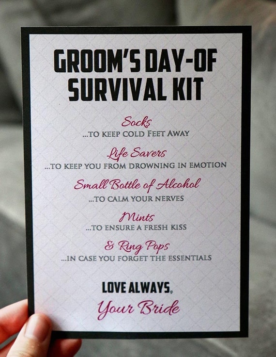 Groom Survival Kit Instant Download 5 by 7