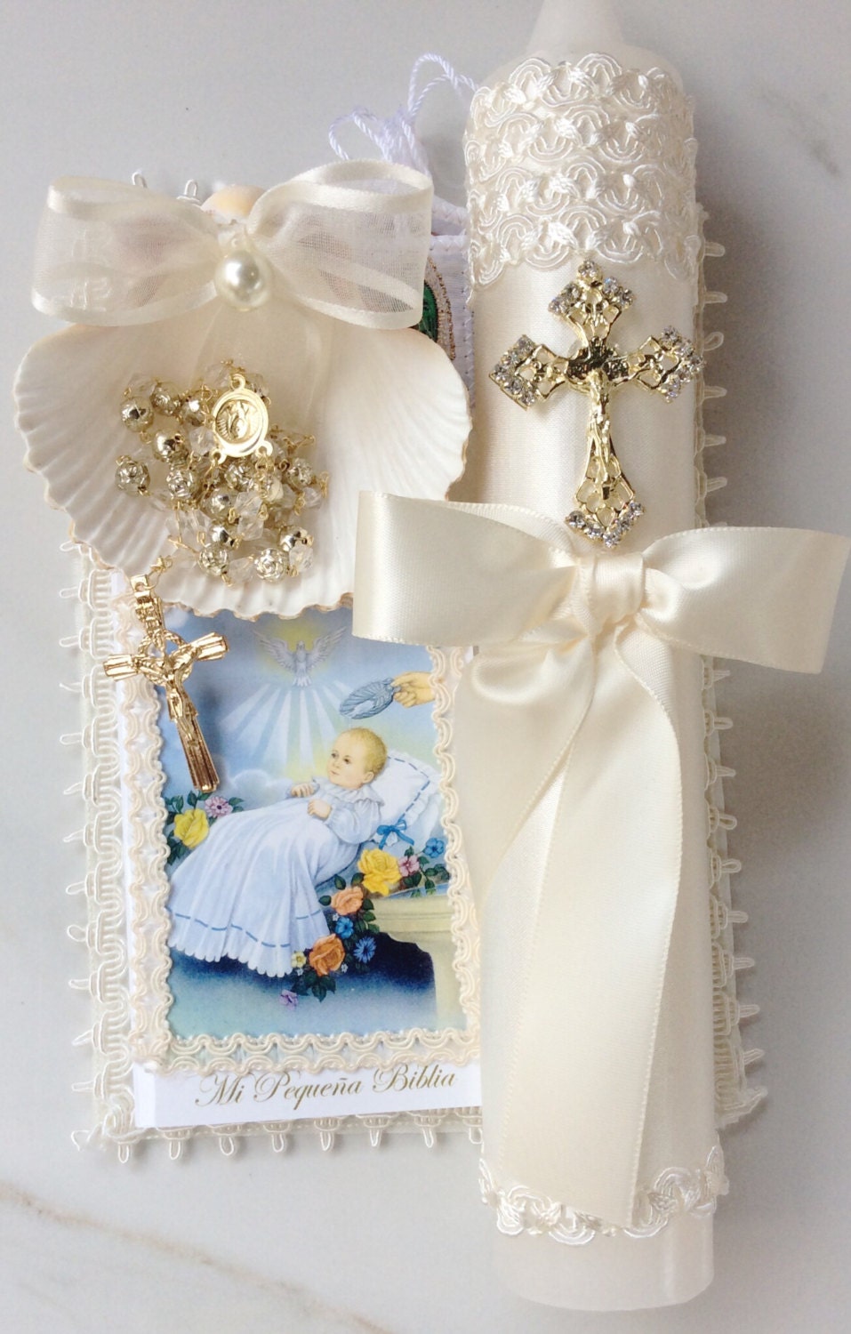 Baptism Candle Set Baptism Candle Vela Para By Avaandcompany 9531