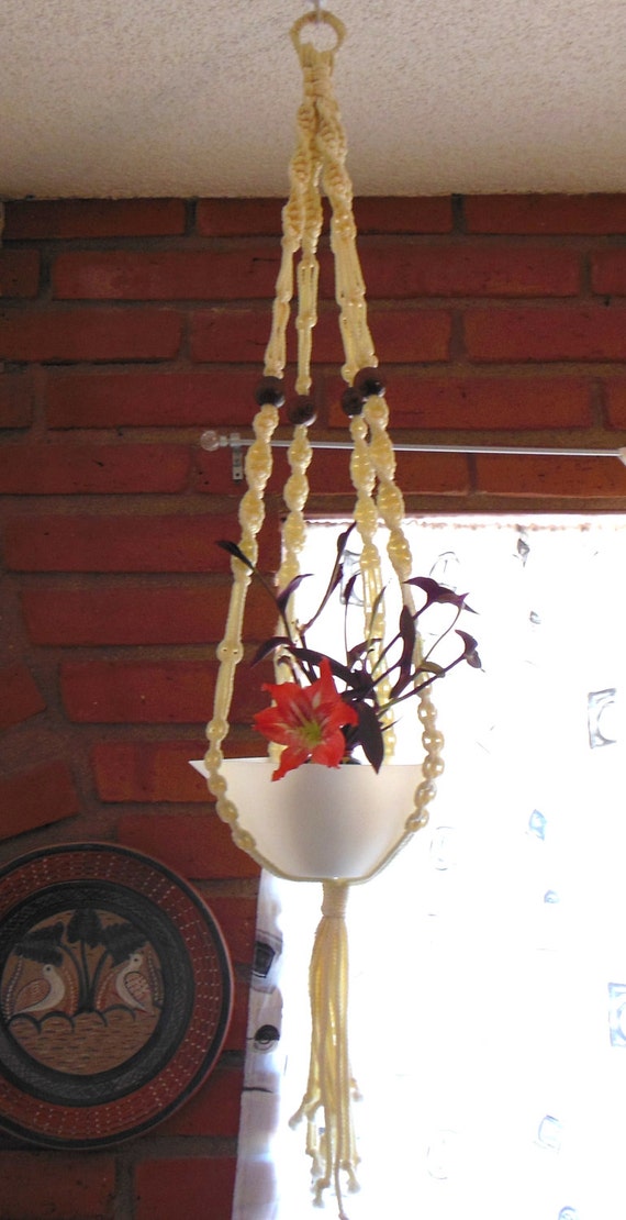 EXTRA LARGE Macrame Hanging Plant Holder Hippie Vintage