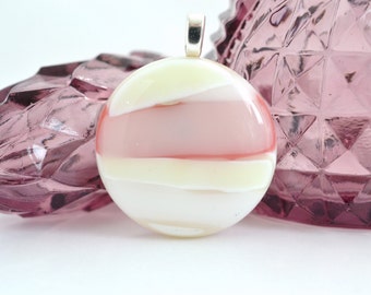 Pink Pendant - Fused Glass Jewelry - Glass Necklace - FUSED GLASS PENDANT - Glass jewelry