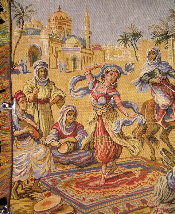 Vintage Middle East Tapestry Wall Hanging or Table Runner