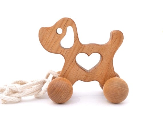 Wooden Pull Toy Wood Puppy toy for a Baby Toddler by 