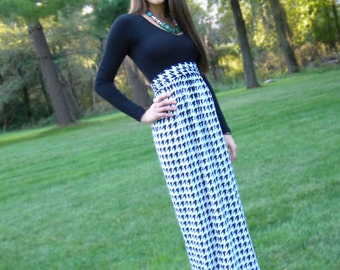 The Long Sleeve Maxi Dress -- Women's Maxi Dress -- Jersey Cotton Knit Dress -- You Chose the Color -- Custom Made