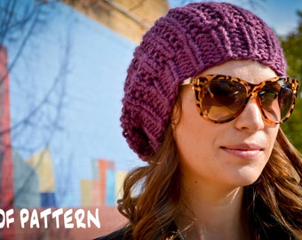 Knit Hat Pattern, Knitting Pattern Slouchy Beret, Knitted Slouchy Hat Pattern, Knit Slouchy Hat Pattern, Women's Hand Knit Hat Pattern