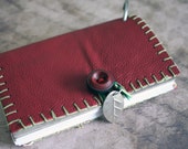 Apple red leather paper refillable original pocket leather mini sketchbook -Eve had an apple-