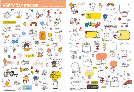 2 sheets birthday sticker happy birthday label icon happy day