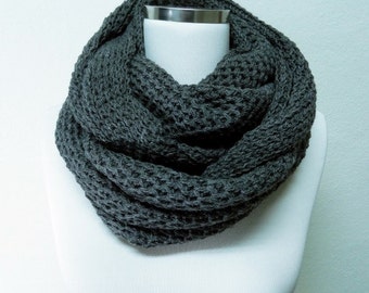 Items similar to The Twist Cowl Infinity Loop Scarf - Charcoal on Etsy