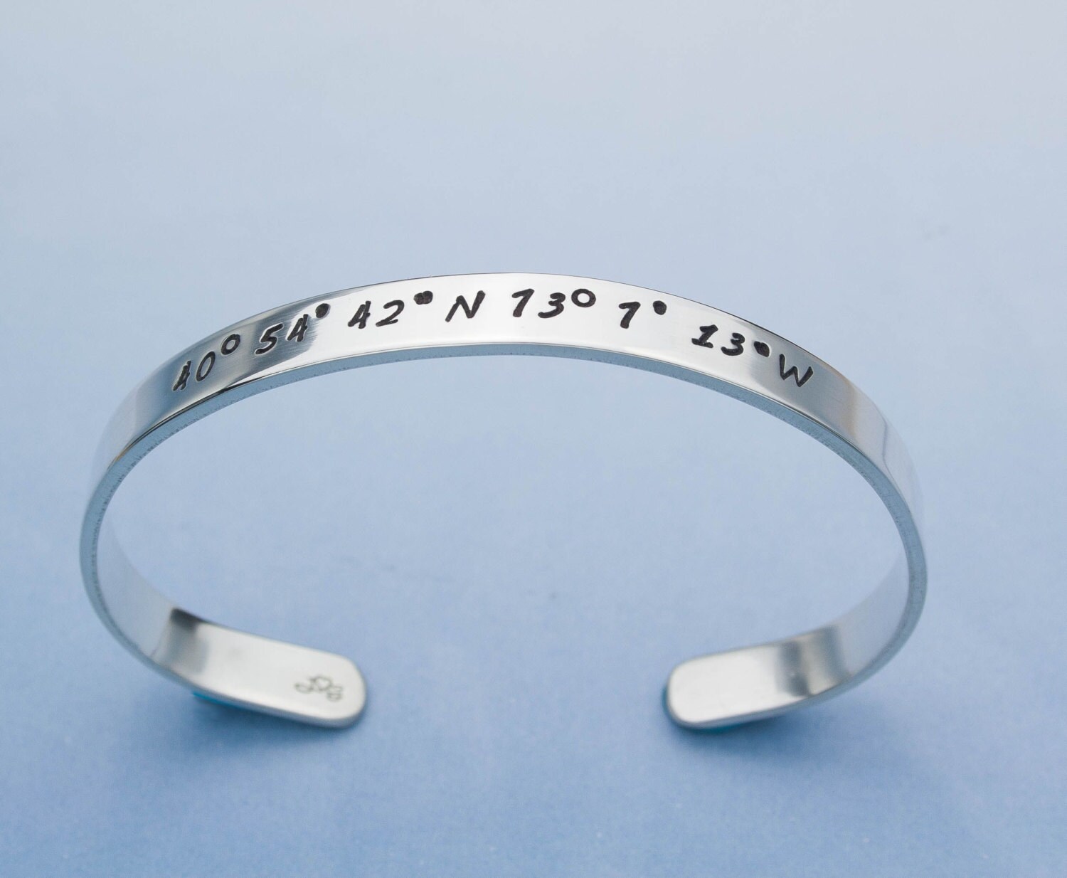 Coordinate Jewelry, Custom Coordinates Bracelet, Longitude Latitude Cuff Bracelet, GPS Coordinates Jewelry, Hand Stamped Sterling Silver