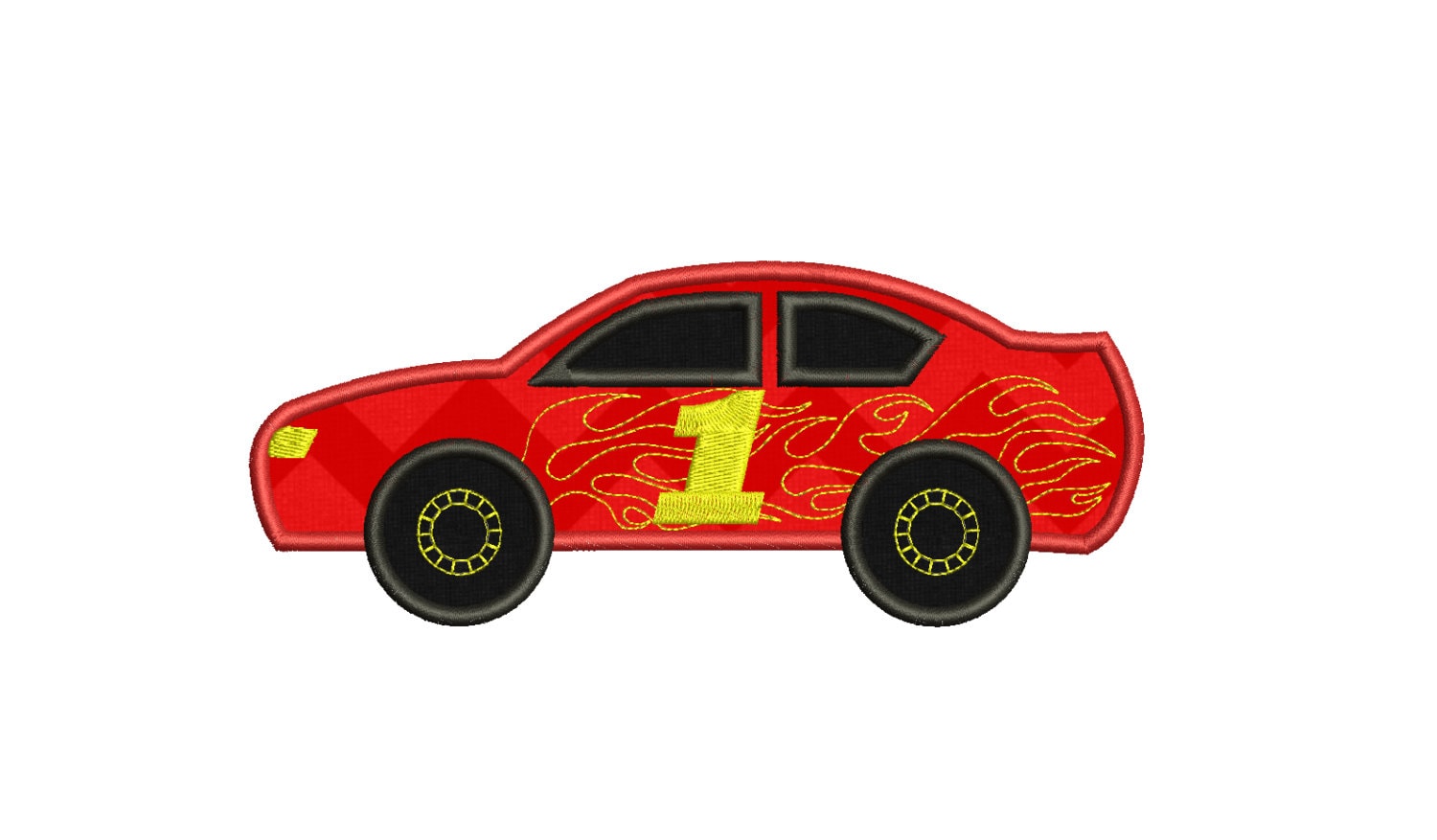 Race Car Applique Machine Embroidery Design Stock Race Car