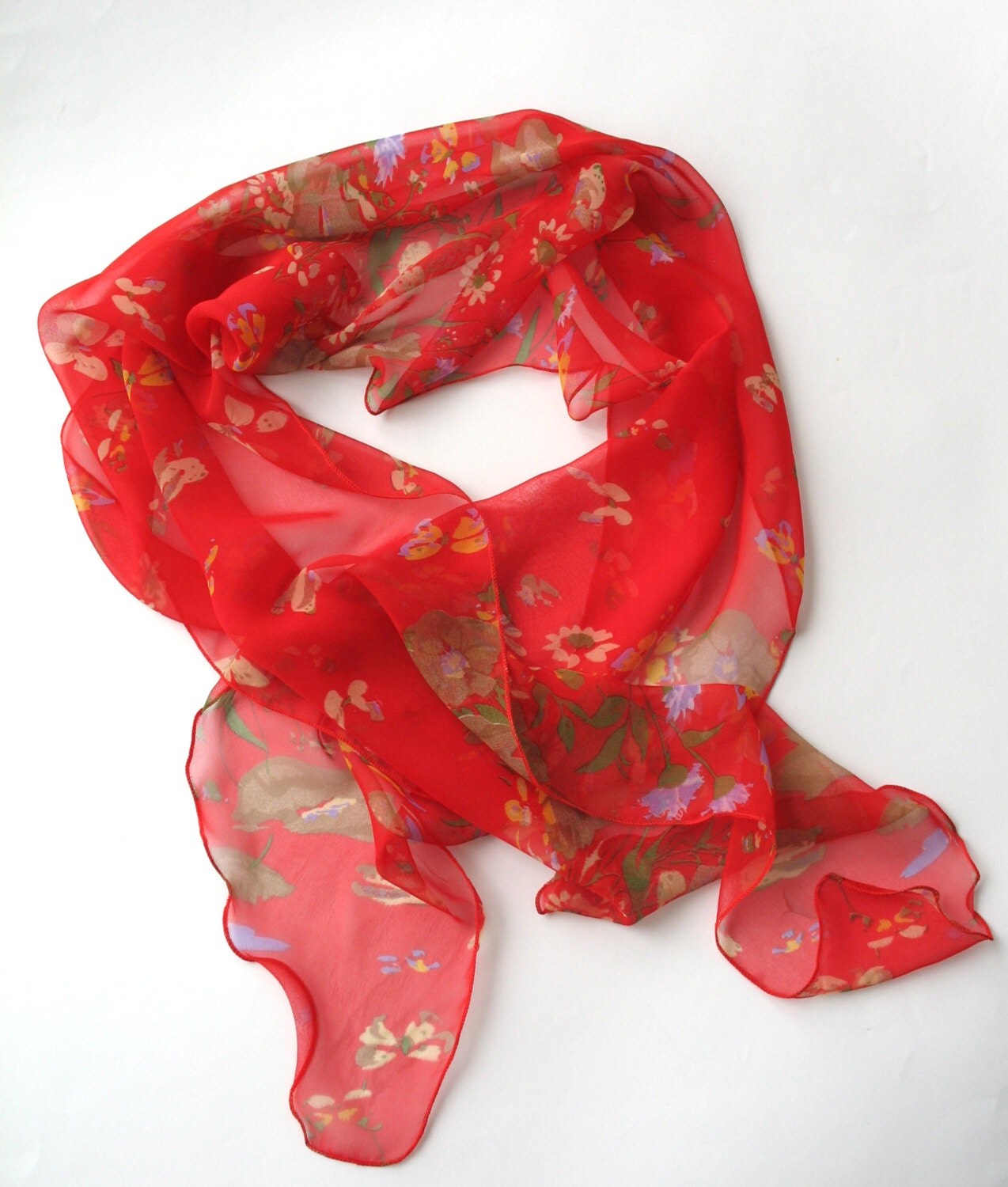 Silk Floral Fashion Scarf Multicolor Scarf Trendy Fabric