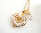 Gold Filled Heart Necklace, CZ Heart Necklace, Heart Charm Necklace, Gold Filled Necklace, Valentines Day Gift, Gift Idea.  Item195