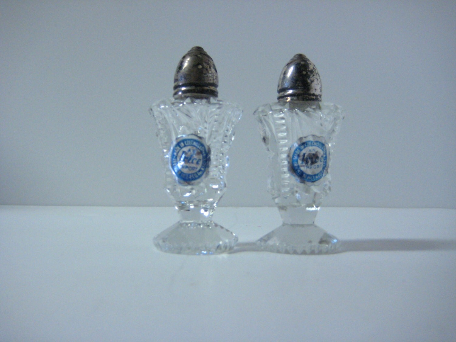 Vintage Crystal Czech Salt & Pepper Shakers Irice NYC Glass
