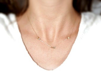 Gold necklace, bead necklace, gold filled necklace, everyday necklace, bridesmaid necklace - D15