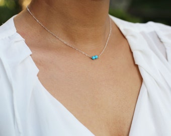 Tiny Bead Necklace - Sterling silver and 14K gold filled EN002