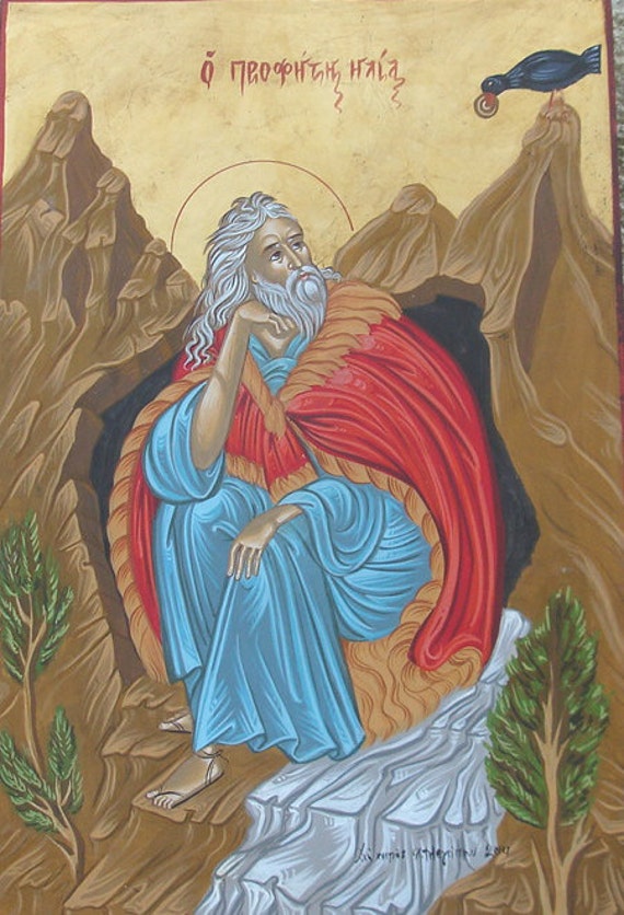 Prophet Elias Saint Elias hand painted icon..religious Saint