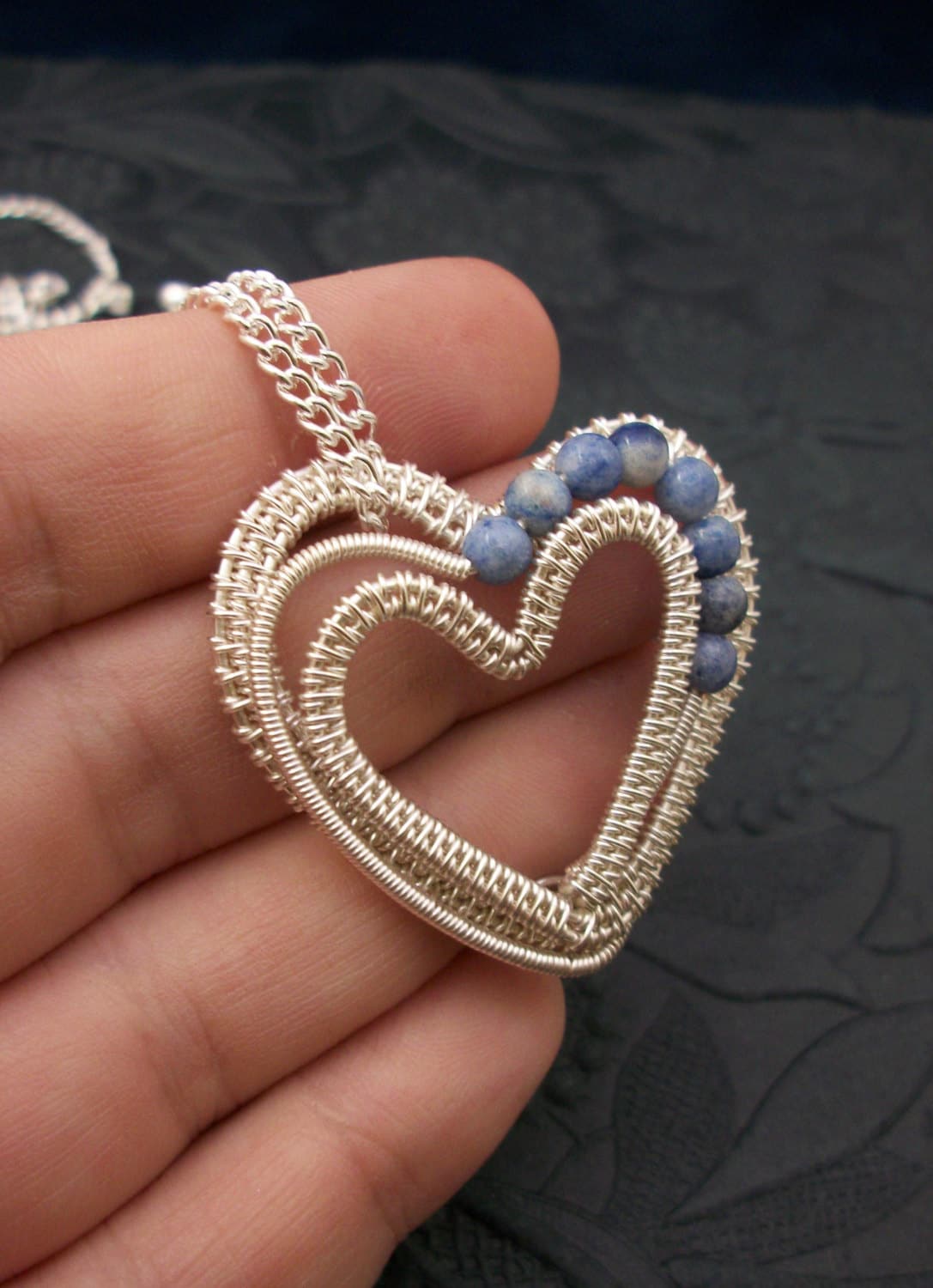 CUSTOMIZABLE Wire Wrapped Heart Pendant with Accent Stones
