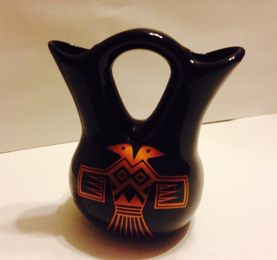 Tribal Pottery Wedding Vase Native American Vase Black