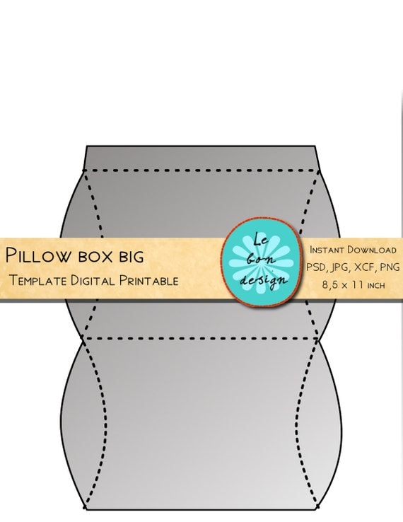 Pillow box template printable diy folding sheet jpg psd