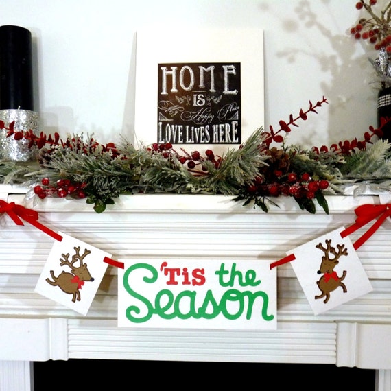 Christmas Banner Tis the Season Sign MERRY CHRISTMAS