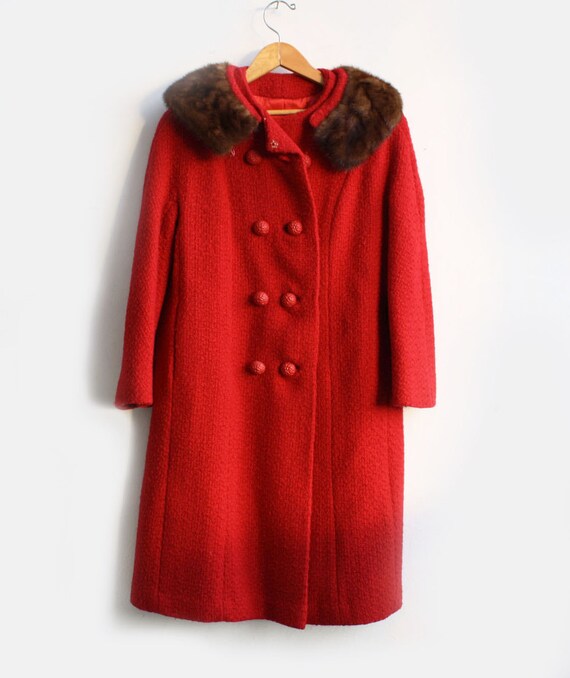 Red Raspberry Retro Winter Wool Coat by Sarasstudiosurplus on Etsy