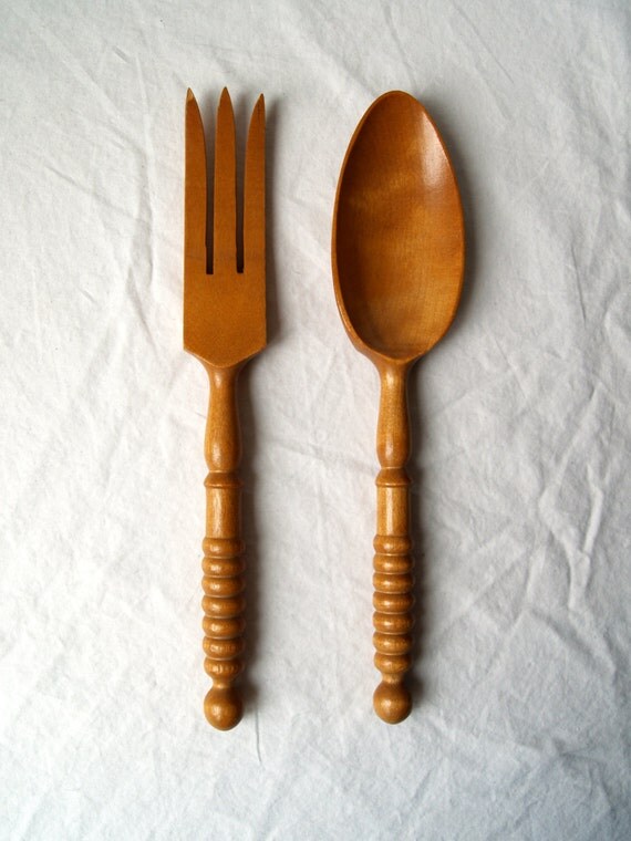 Wood Serving Utensils Salad Tossing Fork by NorthwestPonyExpress